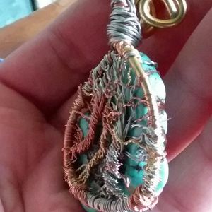 Turquoise triple tree of life pendant